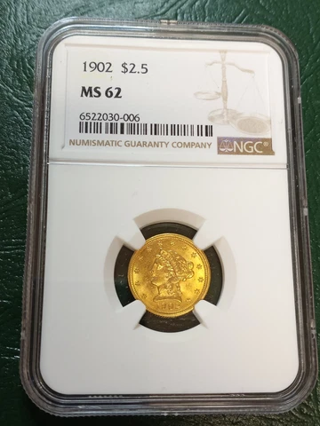 1902 Liberty Head Gold $2.5 - NGC MS62 Cover