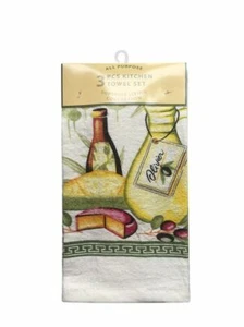 SET ASCIUGAMANI CUCINA TUTTI GLI USI 3 PEZZI 2 POLICOTONE STAMPATO 1 MICROFIBRA TINTA UNITA (#6) - Foto 1 di 1
