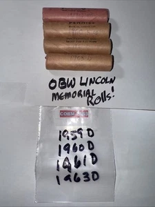 Lot of OBW 1959 D - 1960 D (LD) - 1961 D - 1963 D Memorial Penny Rolls COBM-7663 - Picture 1 of 9