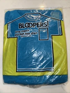 Vtg Bloopers Mens Irregular Pocket T-shirt Blue L NOS - Picture 1 of 4