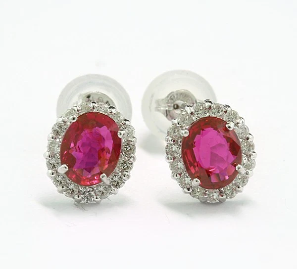 Taubenblutrote Rubin Brillant Ohrstecker 1,06 ct 750 WG Wert 3.790 Euro Neu - Bild 1 von 2