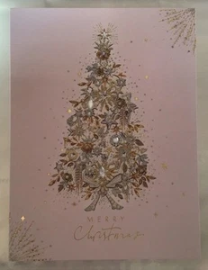 TARJETA DE NAVIDAD DE CLINTON "Árbol Embellecido en Oro" Nueva Con Sobre PUBLICACIÓN GRATUITA - Imagen 1 de 3