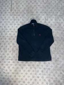 Polo By Ralph Lauren 1/4 Zip Sweater Men’s Size M  Black With Red Pony Classic - Picture 1 of 14