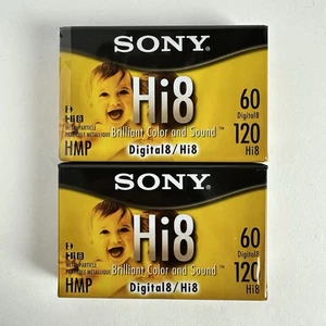 Sony Hi8 HMP 120min Digital8 60min Camcorder Tape 2 Pack Brand New Sealed - Picture 1 of 2