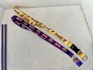 Set 2 Los Angeles Lakers NBA Key Chain Clip On Lanyard ID Holder - Multi Color - Picture 1 of 5