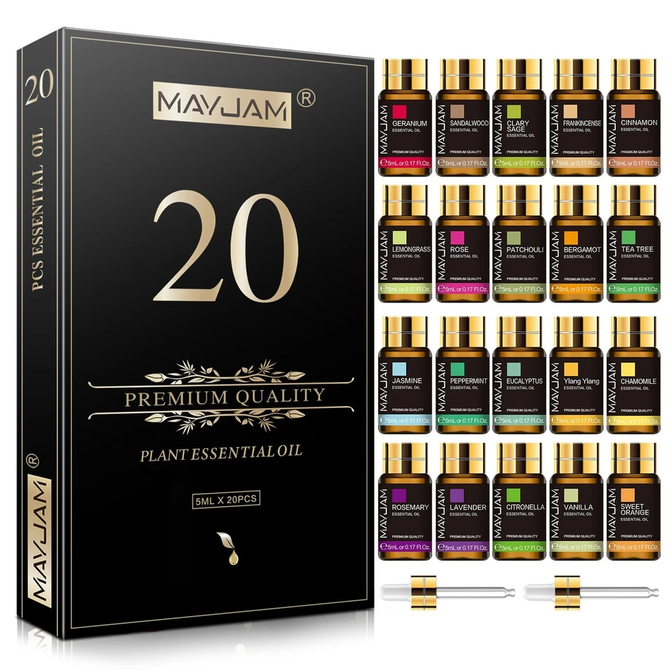 MAYJAM Juego de 20 Aceites Esenciales Kit de Regalo de Aromaterapia Aceites 100% Puros para Difusor Foto 1 de 4