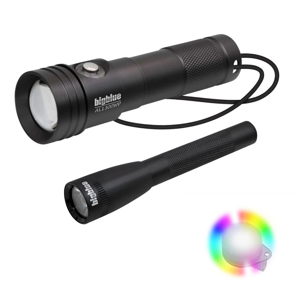 Paquete combinado de luces de buceo Bigblue AL1300WP y AL250 con clip fácil de 8 colores Foto 1 de 1