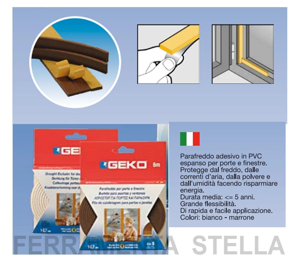GUARNIZIONE ADESIVA PARAFREDDO MARRONE 9mm X 6MT PVC PARASPIFFERI PORTA FINESTRA - Immagine 1 di 1