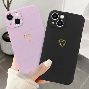 Cute Heart Phone Case for iPhone 12 13 14 Pro Max 11 8 Silicone Shockproof Cover - Picture 1 of 19