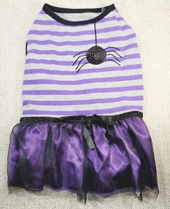 Thrills & Chills Dog Apparel Spider Dress Tee T Shirt Size M Purple Black Grey - Picture 1 of 7