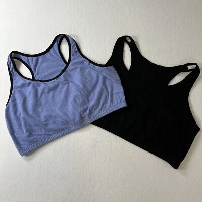 Sujetador deportivo Fruit Of The Loom espalda cruzada azul negro para mujer talla 46 lote de 2 Foto 1 de 4