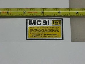 McCulloch Kart shroud decal MC-91 mc 91 - Picture 1 of 1
