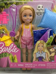 Mattel Barbie - Chelsea 6" Doll Blonde Camping Playset with Owl Sleeping Bag - Picture 1 of 7