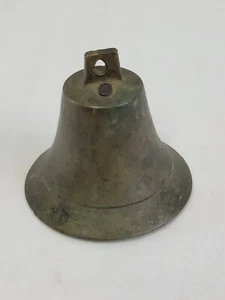 CAMPANA VINTAGE IN OTTONE, 2 FESSURE LARGHE 5/8'' PER COLLARE - Foto 1 di 7