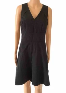 Banana Republic Kleid Größe 6 Fit & Flare Schwarz Knielang Baumwolle V-Ausschnitt - Bild 1 von 18