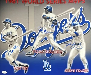 Ron Cey, Guerrero, Yeager, Signed 1981 Dodgers MVPS 16x20 Photo JSA AR03691 - Picture 1 of 2