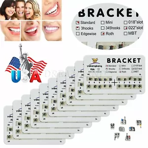 10x Dental Orthodontics Bracket Braces standard Roth 022 Slot 3 hooks #3 USA - Picture 1 of 12