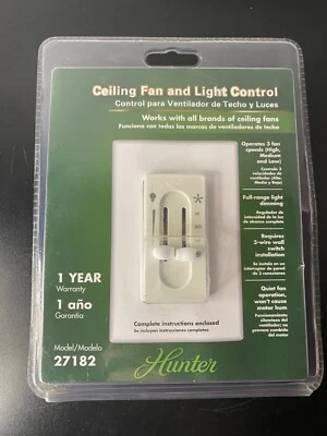 HUNTER 型号 27182 吊扇和灯控制 3 风扇速度 120 伏全新 — 第 1/2 张图片