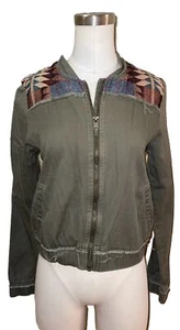ROXY Giacca Stile Bomber Oliva Dettagli Aztechi Cappotto Zip Taglia XS - Foto 1 di 9