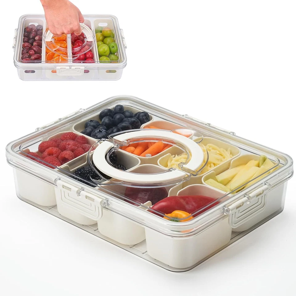Snackbox mit 8 Fächern & Deckel – Serviertablett, Gewürzbox, Küchenorganizer - Bild 1 von 4