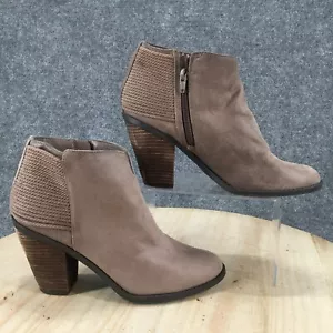 Carlos Santana Boots Womens 10M Everett Side Zip Heels Ankle Bootie Brown Fabric - Picture 1 of 22