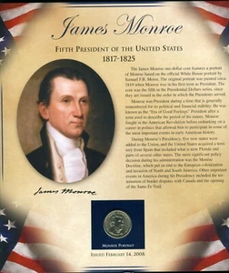 Postal Commemorative Society Presidential Coin Collection $1 James Monroe Stamp - Bild 1 von 2