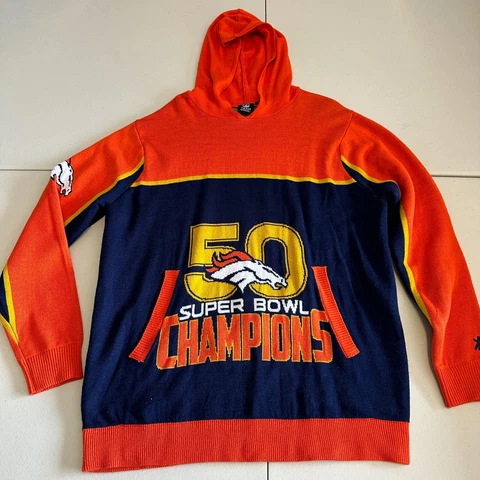 Vintage NFL Denver Broncos Super Bowl 50 Mens Hoodie Sweater Size Large L Cover