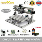 3018 CNC Router Engraving Carving Milling Cutting Machine & 5.5W Laser Module US