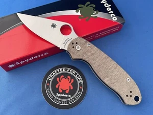Spyderco C223MPCW Para 3 Knife Brown Canvas Micarta Cru-Wear Plain Edge - Picture 1 of 7