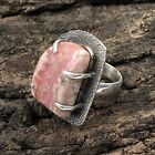 Natural Rhodochrosite Gemstone 925 Sterling Silver Promise Ring Size 9 For Women