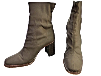 Vintage Sock Boots Armando Pollini Design Go Go Brown Stretch Square Toe UK 3.5 - Image 1 of 4