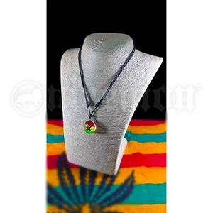 Black Cord One Love Rasta Weed Leaf Necklace Jamaica Reggae Roots Adjust 18"-28" - Picture 1 of 7