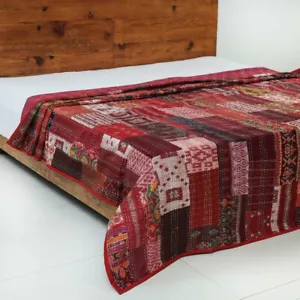 108x108 King Patchwork Kantha Boho Bedspread Handmade Quilt Throw Blanket hippie - Picture 1 of 5