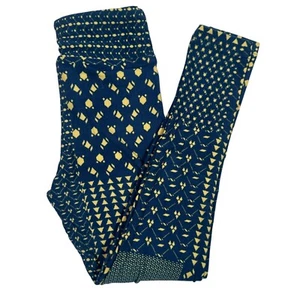 LuLaRoe Country Blue Yellow Quilt Patchwork Scarecrow Grannycore Leggings S/M - Picture 1 of 5