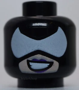 Lego Head Mask White Pointed Eye Opening over Light Nougat Skin Dark Purple Lips - Picture 1 of 1