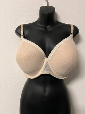 Gilligan O'Malley Nursing Bra 42DD Beige and White Lace Trim Pretty Bra Straps - Image 1 of 4