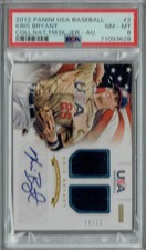 PSA 8 Kris Bryant 2012 Panini USA Baseball #2 Rookie Card Jersey Auto #27/99