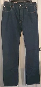 Levi’s 501 Original Fit Button Fly Men’s Size 34W×36L Dark Wash Blue Jeans New - Picture 1 of 5