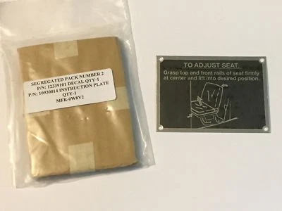 US MILITARY HMMWV HUMMER TO ADJUST SEAT PLACARD TAG ADJUSTMENT M998 5-TON LMTV  - Image 1 of 4