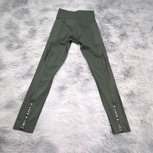 Decjuba D'Luxe Womens Olive Green Mixed Media Drawstring Zip Ankle Leggings S - Picture 1 of 17