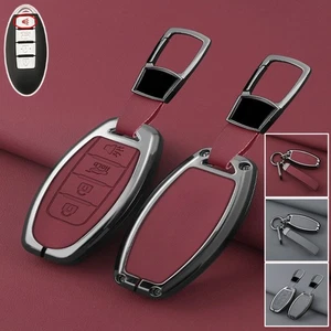 Leather Zinc Alloy Car Key Case Cover For Nissan Tiida Pathfinder Maxima X-Trail - Picture 1 of 14
