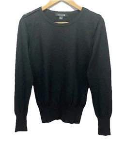 FOREVER 21 Sweater Womens Size Large Black Fitted Pullover Crew Shoulder Buttons - Picture 1 of 21