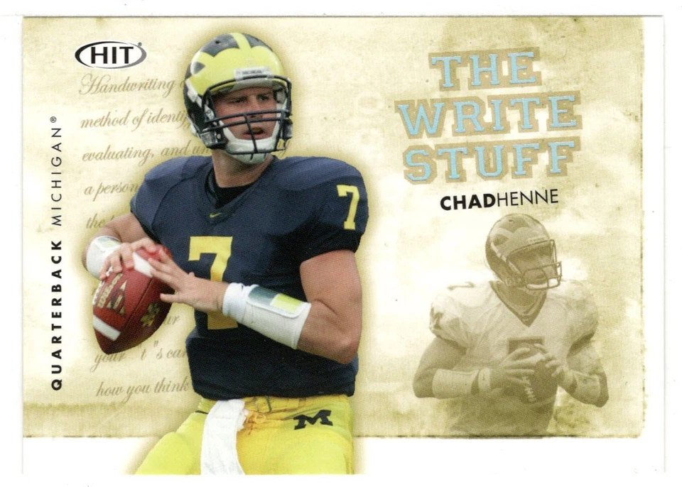 Chad Henne - Michigan - The Write Stuff (NCAA Football) 2008 Sage Hit # WS8 Mint - Image 1 of 1