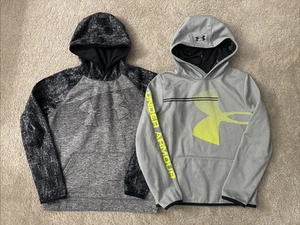 Lot of 2 Under Armour Hooded Hoodie Sweatshirt Youth Large Gray w/ Logo EUC - Picture 1 of 7