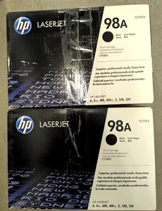 ✨ Lote 2 Cartuchos de Tóner Genuinos HP 98A 92298A Negro 4 4+ 4M 5M 5N - Imagen 1 de 4