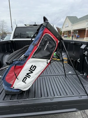 PING Hoofer Stand Bag Cart Bag Red White Navy USA 5-Way Divider Lightweight⛳️🔥 - Image 1 of 4