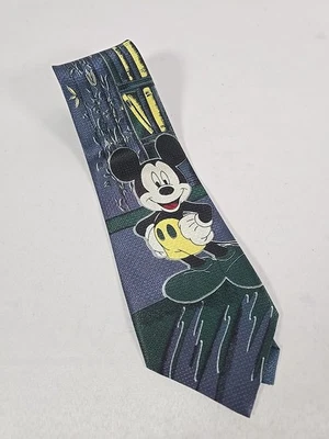 Corbata de cuello de personaje vintage de biblioteca Mickey Mouse azul verde Disney Foto 1 de 4