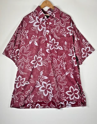 Go Barefoot Aloha Shirt 2XL Red White Floral Reverse Print Hawaii USA Vintage - Image 1 of 4