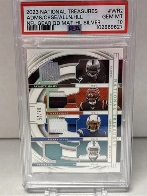 2023 НАЦИОНАЛЬНЫЕ СОКРОВИЩА ADAMS/CHASE/ALLEN/HILL ДЖЕРСИ РЕЛИКВИЯ /25 - PSA 10 - Изображение 1 из 4