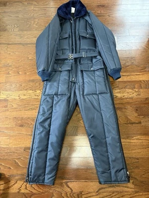 VTG Walls Blizzard Pruf Snow Ice Fishing Snowmobile Suit Belted Navy Blue Mens M - Image 1 of 4